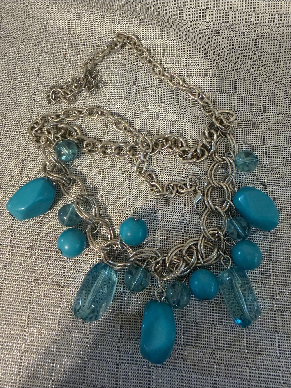 Blue Statement Multi-Chain Necklace - - Picture 3 of 5